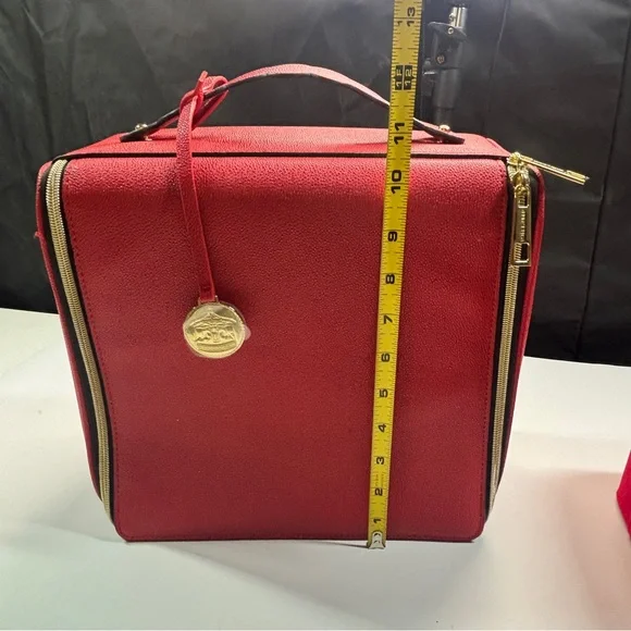 2 Estee Lauder Bags Double Train Case Red Velvet Professional Hard Zipper Bow - Picture 12 of 16